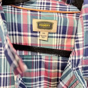 The Foundry Supply Co. Men's Plaid Shirt - Blue, Pink, Green
